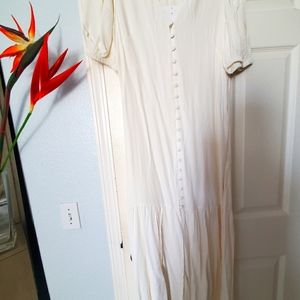 & Other Stories Paris Atelier white puff sleeve button down midi dress- size 6